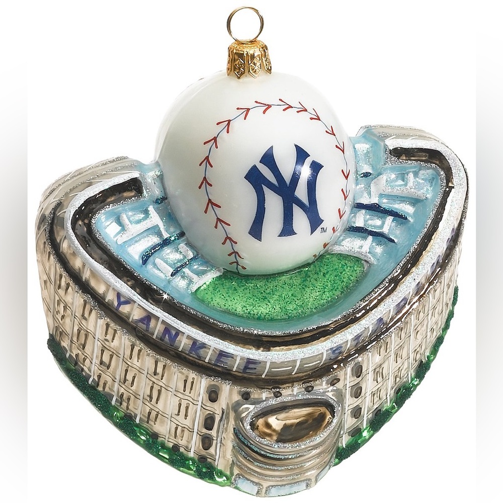 New York Yankees Baseball Stadium Polonaise Hand Blown Glass Christmas Ornament